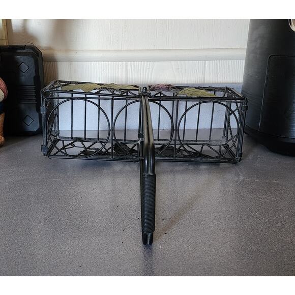 TUSCANY COLLECTION DECORATIVE METAL WINE HOLDER/ BASKET--HOLDS 3 BOTTLES - Picture 6 of 6